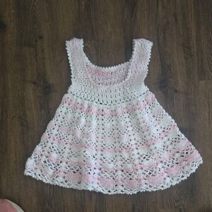 Crochet Pink and White Dress